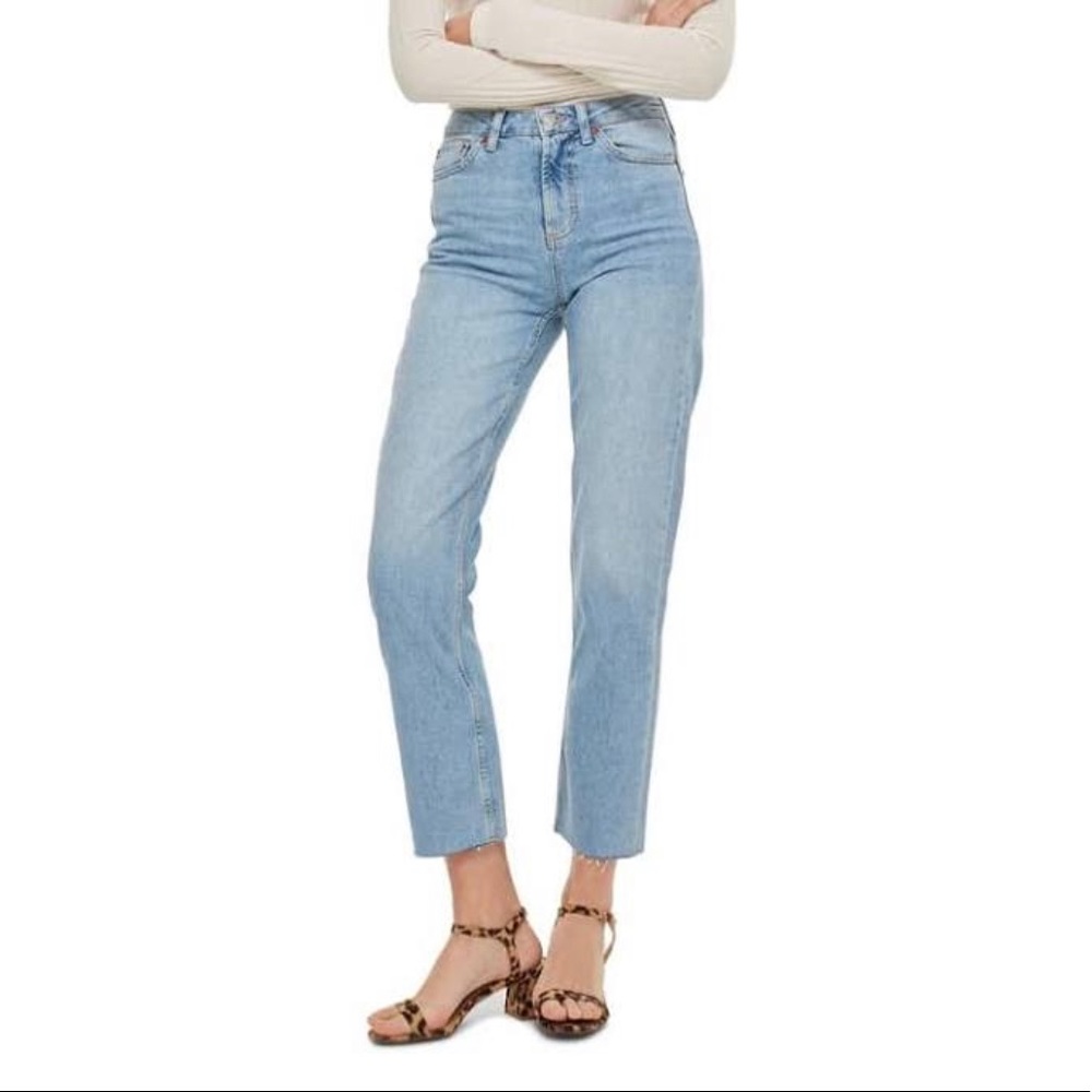 TOPSHOP Straight Leg Jeans In Bleach Stone Denim